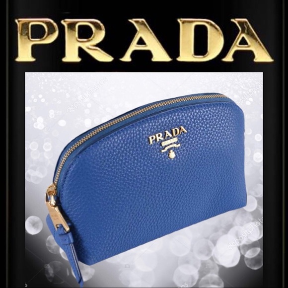 Prada Contenitore Cobalto Blue Vitello Daino Case - Picture 2 of 5